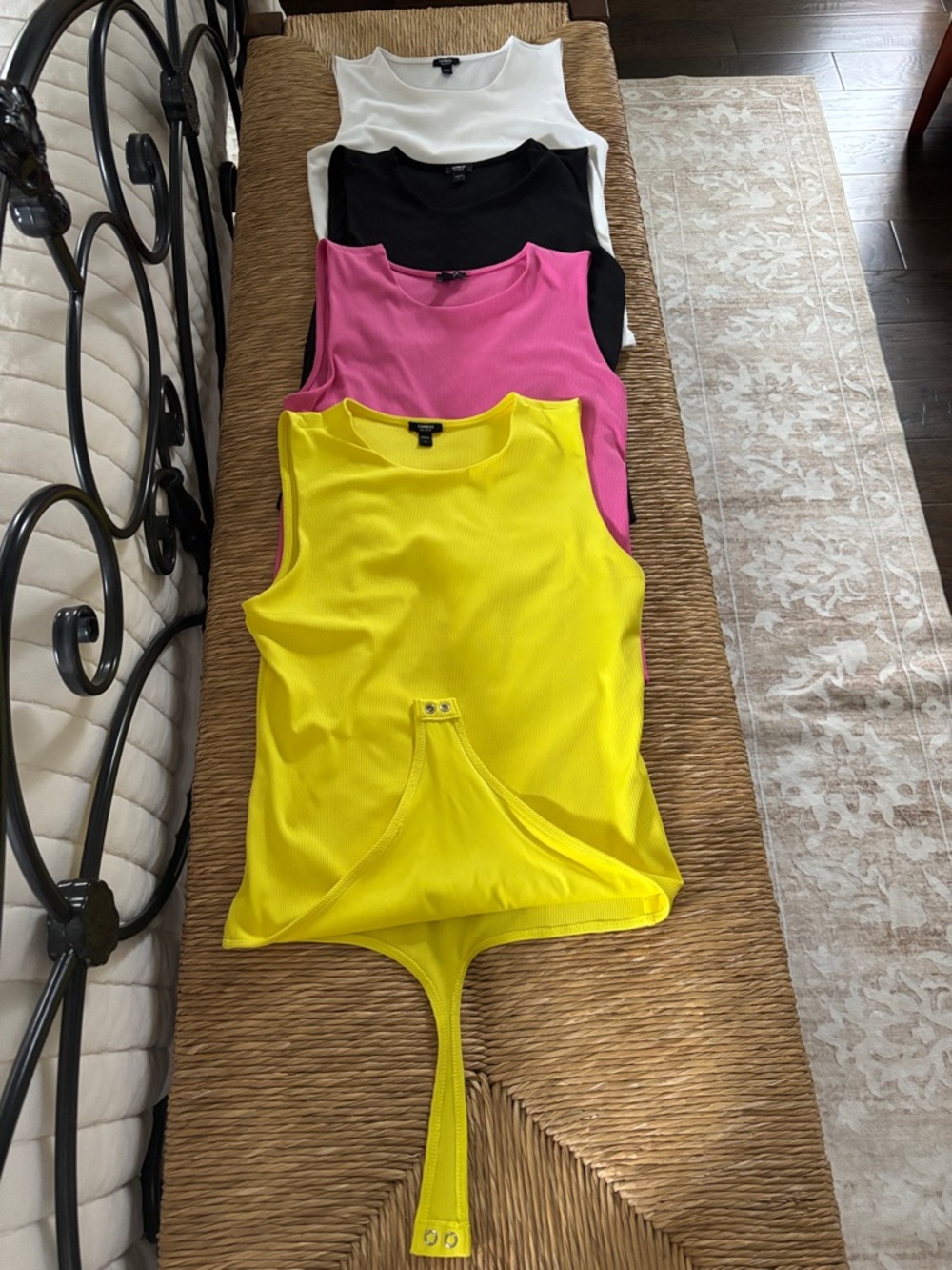 Express Ribbed Tank Bodysuit - Yellow, Pink, Black, White